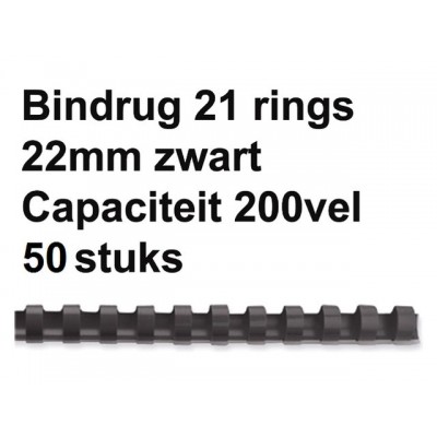 BINDRUG FELLOWES 22MM 21RINGS A4 ZWART