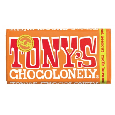 TONY'S CHOCOLONELY MELK KARAMEL ZEEZOUT 180GR