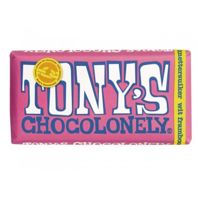TONY'S CHOCOLONELY WIT FRAMBOOS KNETTERSUIKER 180GR