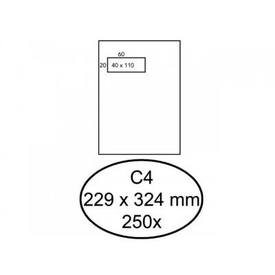 ENVELOP HERMES VENSTER C4 VL 4X11 120GR 250ST WIT