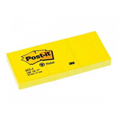 MEMOBLOK 3M POST-IT 653 38X51MM RECYCLE GEEL