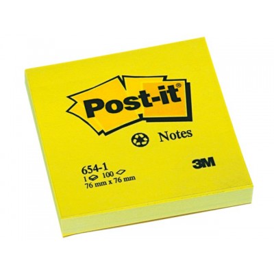 MEMOBLOK 3M POST-IT 654 76X76MM RECYCLE GEEL