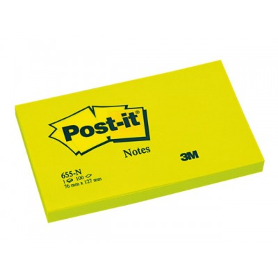 MEMOBLOK 3M POST-IT 655N 76X127MM NEON GROEN