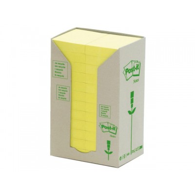 MEMOBLOK 3M POST-IT 653 38X51MM RECYCLE GEEL