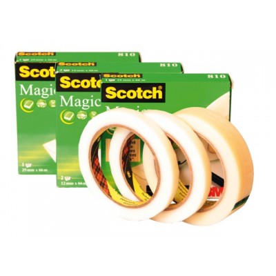 PLAKBAND 3M SCOTCH 810 25MMX66M MAGIC ONZICHTBAAR