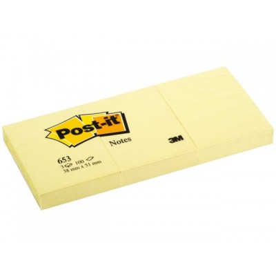 MEMOBLOK 3M POST-IT 653YEL 38X51MM GEEL