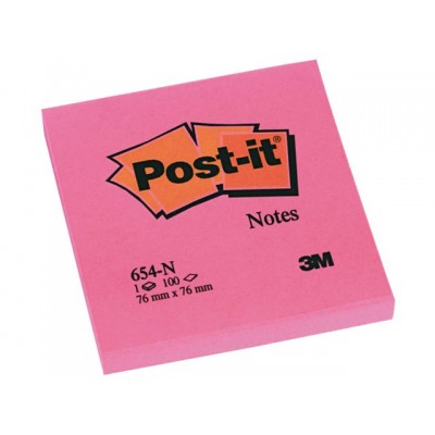 MEMOBLOK 3M POST-IT 654N 76X76MM NEON ROZE