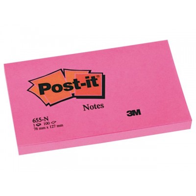 MEMOBLOK 3M POST-IT 655N 76X127MM NEON ROZE