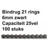 BINDRUG FELLOWES 6MM 21RINGS A4 ZWART