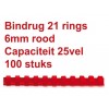 BINDRUG GBC 6MM 21RINGS A4 ROOD