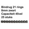 BINDRUG FELLOWES 8MM 21RINGS A4 ZWART