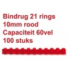 BINDRUG GBC 10MM 21RINGS A4 ROOD