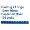 BINDRUG FELLOWES 10MM 21RINGS A4 BLAUW