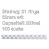 BINDRUG GBC 22MM 21RINGS A4 WIT