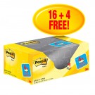 MEMOBLOK 3M POST-IT 653 38X51MM GEEL 16 + 4 GRATIS