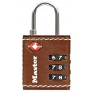 HANGSLOT MASTERLOCK 3-CIJFER TSA 30 MM BRUIN LEER