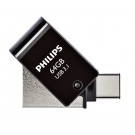 USB-STICK PHILIPS 2 IN 1 USB-C 3.1 64GB ZWART