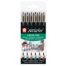 BRUSHPEN SAKURA PIGMA SET 6 KLEUREN