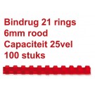 BINDRUG GBC 6MM 21RINGS A4 ROOD