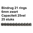 BINDRUG FELLOWES 6MM 21RINGS A4 ZWART