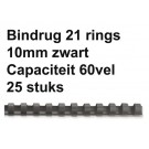 BINDRUG FELLOWES 10MM 21RINGS A4 ZWART