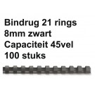 BINDRUG FELLOWES 8MM 21RINGS A4 ZWART