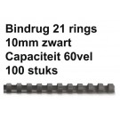 BINDRUG FELLOWES 10MM 21RINGS A4 ZWART