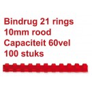 BINDRUG GBC 10MM 21RINGS A4 ROOD
