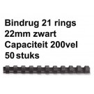 BINDRUG FELLOWES 22MM 21RINGS A4 ZWART
