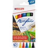 ACRYLMARKER EDDING E-5100 MEDIUM SET VAN 5 KLEUREN PASTEL