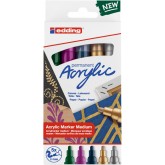 ACRYLMARKER EDDING E-5100 MEDIUM SET VAN 5 KLEUREN METALLIC