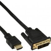 KABEL INLINE HDMI DVI 18+1 PIN M/M 2 M ZWART