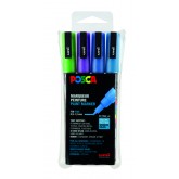 VERFSTIFT POSCA PC3M F  4ST GLITTER KLEUREN KOEL