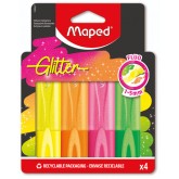MARKEERSTIFT MAPED GLITTER 4 FLUORISERENDE KLEUREN