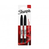 VILTSTIFT SHARPIE TWIN TIP ROND 0.5MM EN 0.9MM ZWART