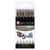 FINELINER SAKURA PIGMA MICRON 05 BASIC 6 KLEUREN