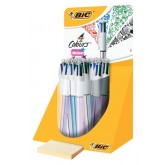 BALPEN BIC 4KLEUREN SHINE ZILVER/PAARS/ROZE/BLAUW