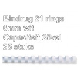 BINDRUG FELLOWES 6MM 21RINGS A4 WIT