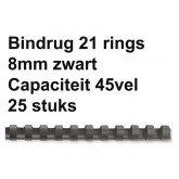 BINDRUG FELLOWES 8MM 21RINGS A4 ZWART