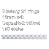 BINDRUG FELLOWES 19MM 21RINGS A4 WIT