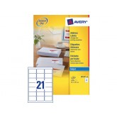 ETIKET AVERY J8160-100 63.5X38.1MM 2100ST
