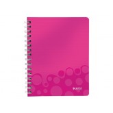 NOTITIEBOEK LEITZ WOW A5 SPIRAAL PP LIJN ROZE