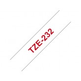 LABELTAPE BROTHER TZE-232 12MMX8M WIT/ROOD