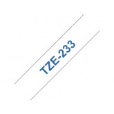 LABELTAPE BROTHER TZE-233 12MMX8M WIT/BLAUW